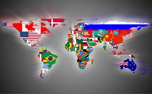 Флаги стран на карте мира