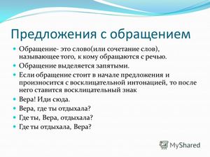 Примеры предложений с обращением в русском языке