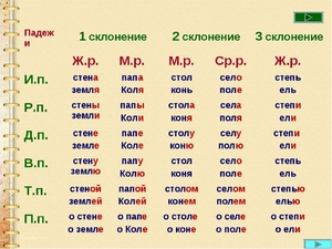 Склонение в русском языке пр подежам