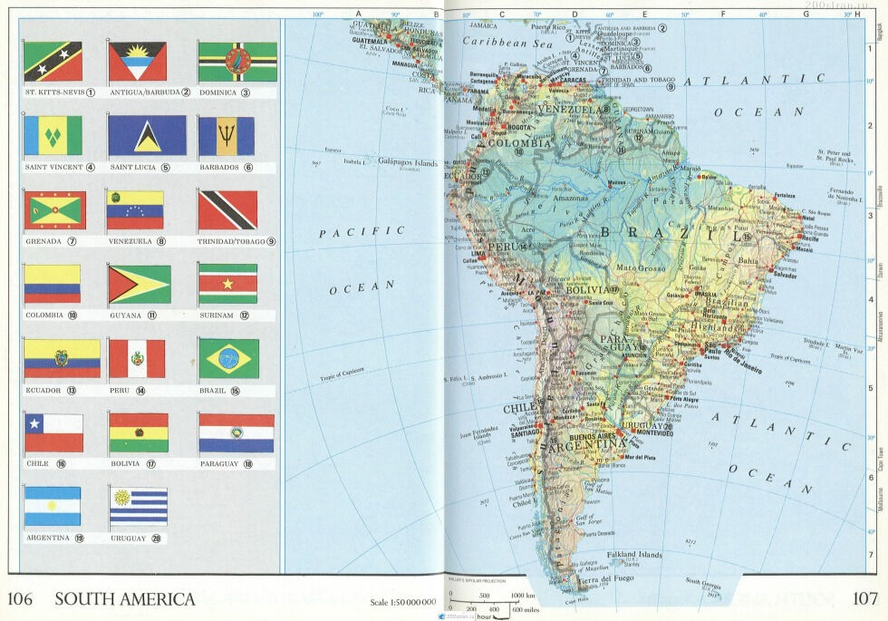 Карта Южной Америки
