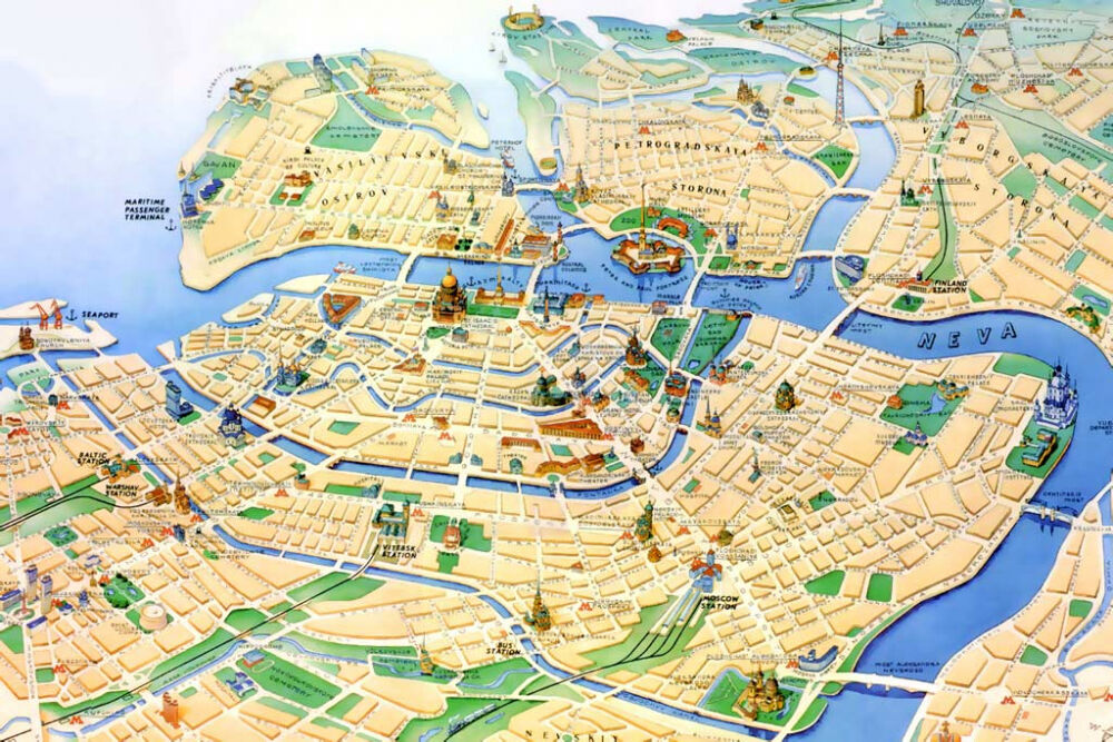 Карта центра Петербурга. Карта Петербурга с улицами и домами ...