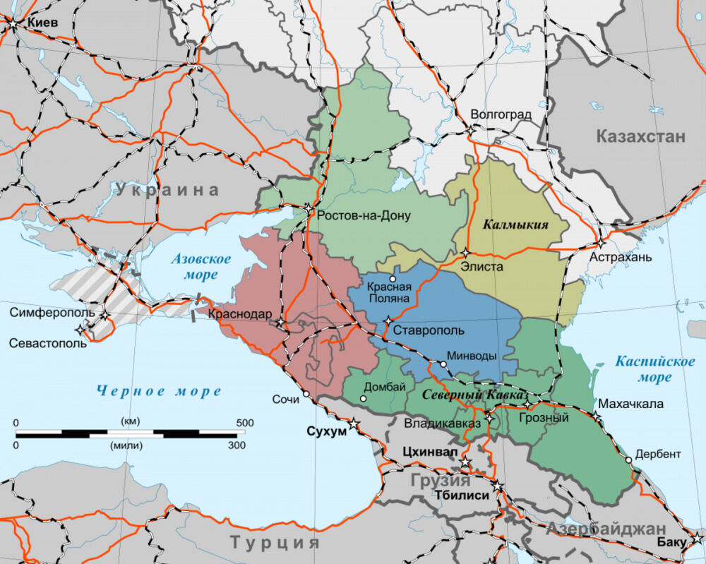 Карта юга россии и северного кавказа