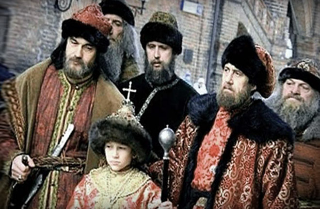 Молодой князь Святославич в окружении приближенных бояр